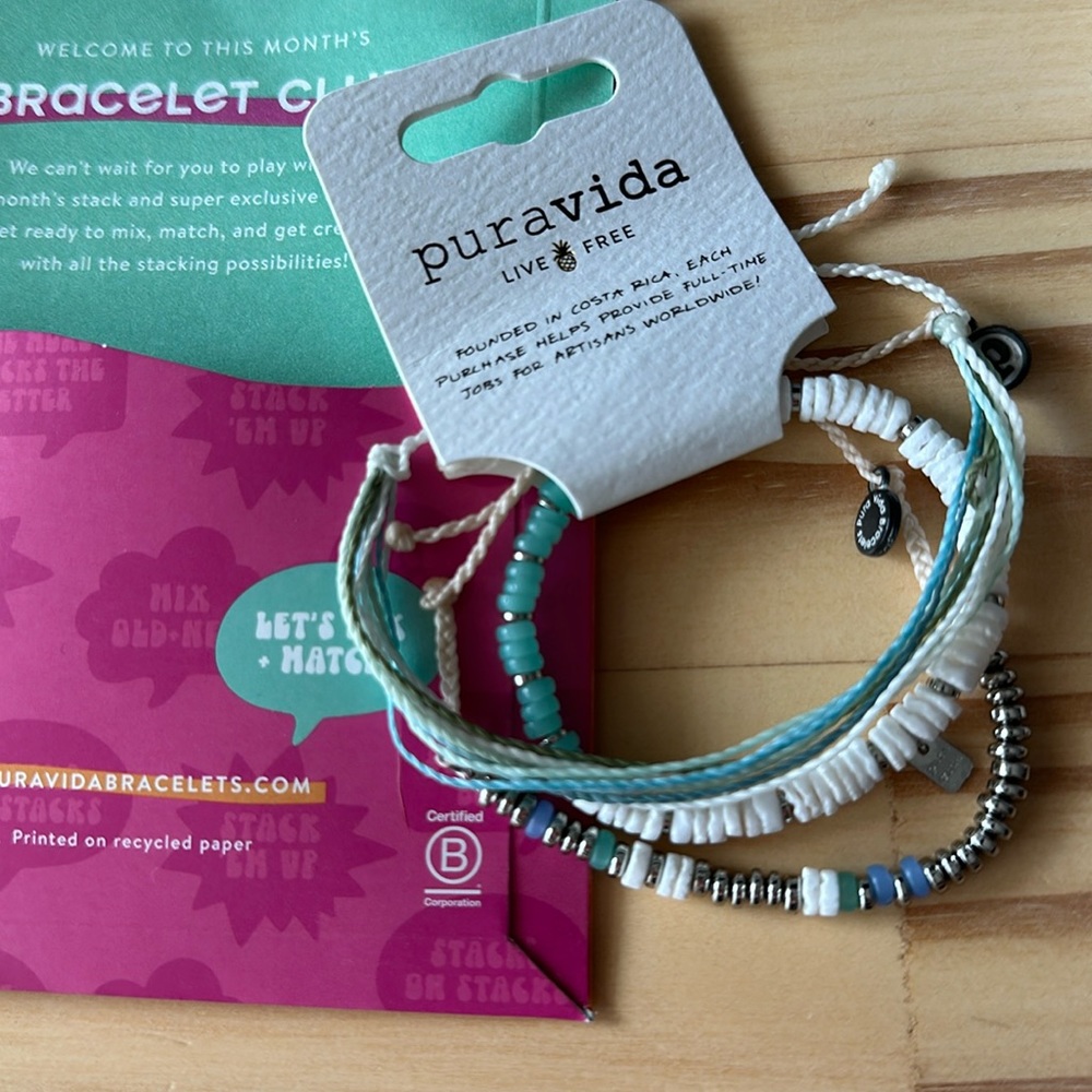 Pura Vida Bracelet Club pukka shell 3 pack NWT